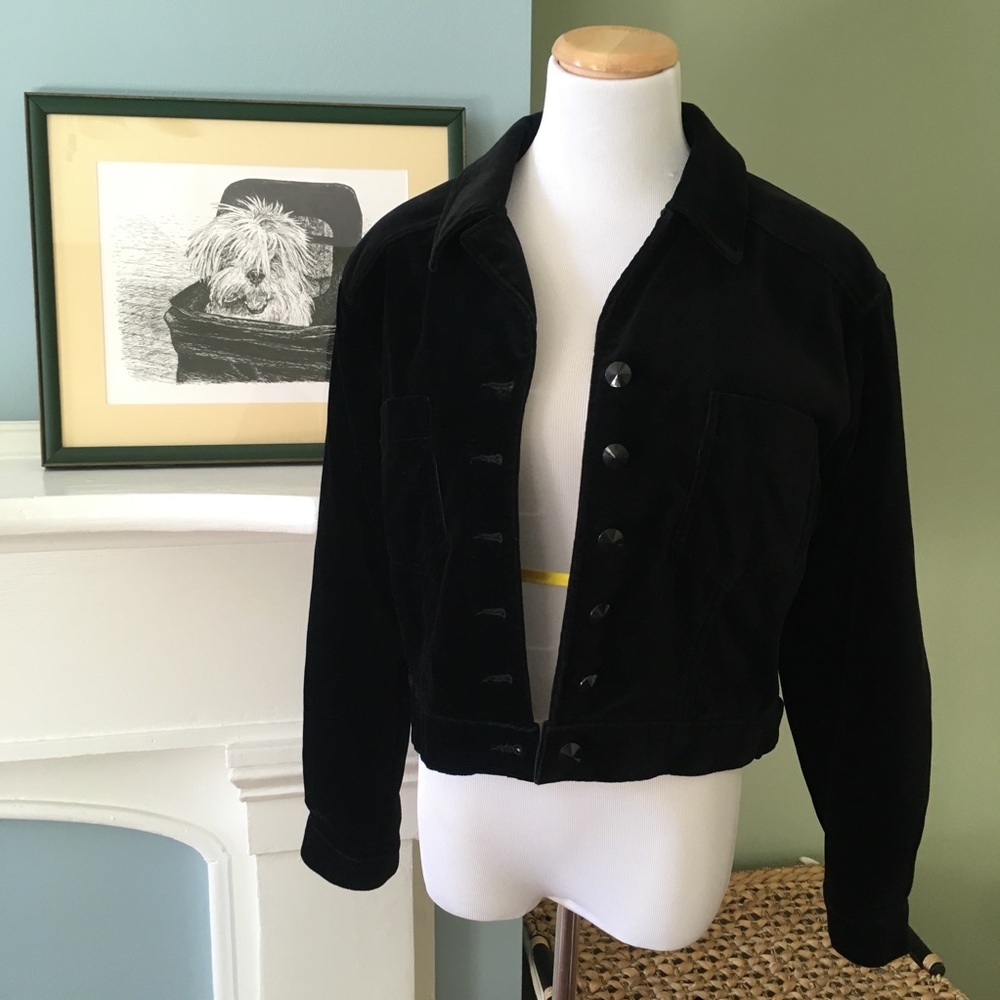Black Women's Velvet Button-Front Jacket